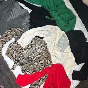 Cropped Long Sleeve Going-Out Tops – 7-Piece Bundle (Size Large)